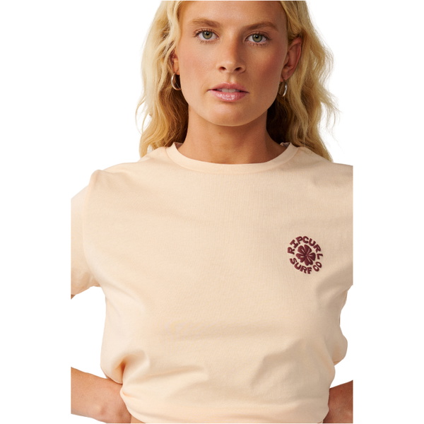 2026 Rip Curl Dame Festbølge Kortærmed T-shirt 0Q4WTE - Light Apricot